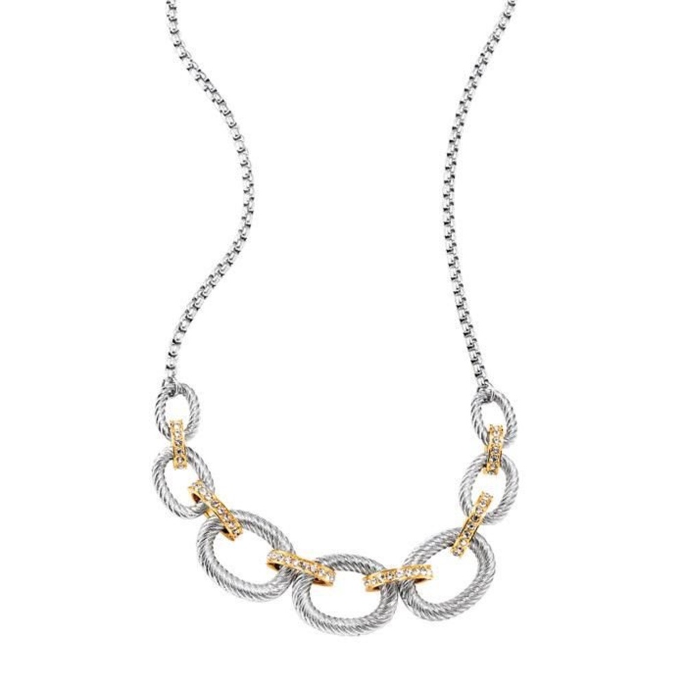 NWT Stainless Steel and Gold Eternal Linked Necklace